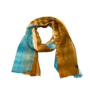 Blue and Golden Brown Ombre Lightweight Scarf